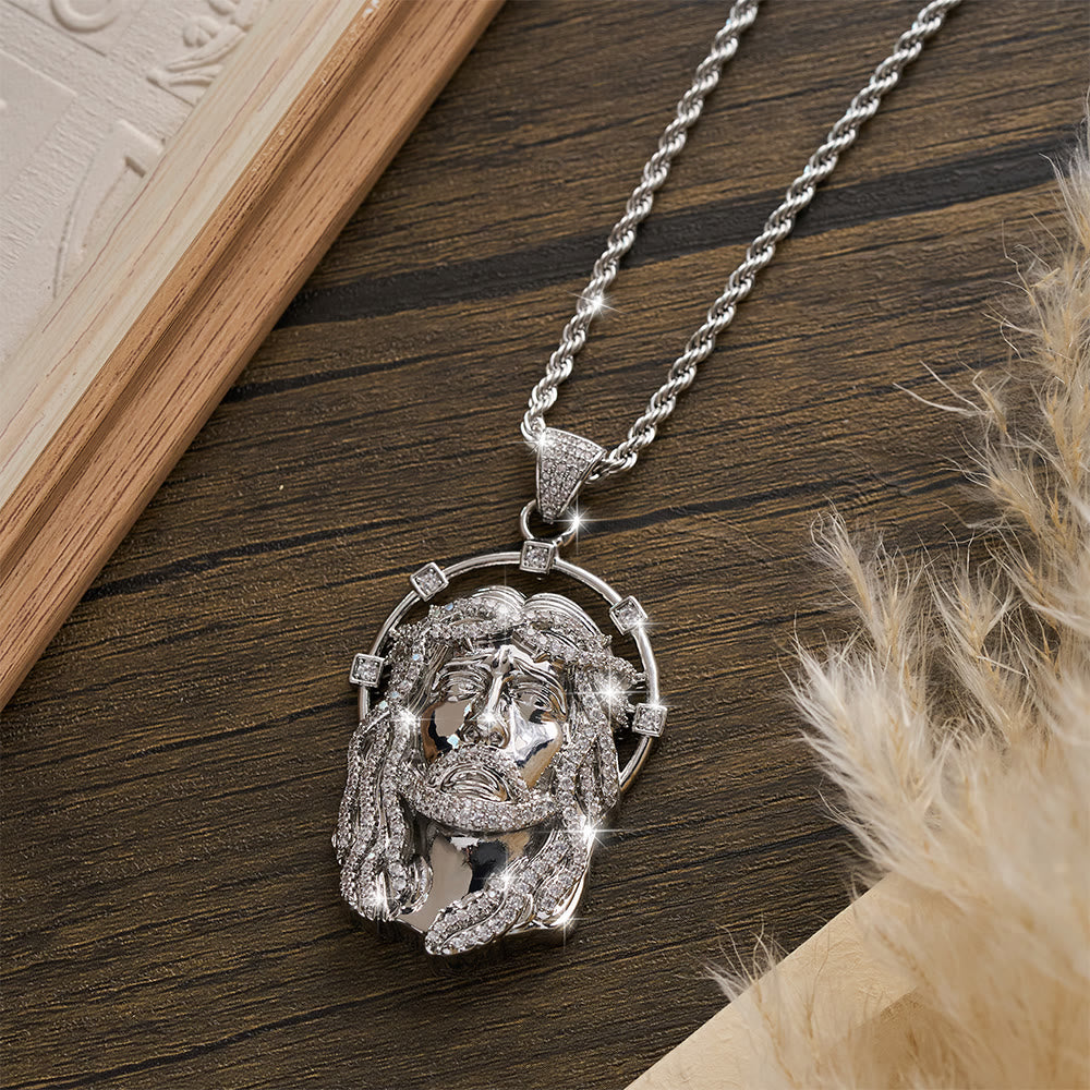 Christianartworkshop Oval Rhinestone Halo Holy Face Pendant Multiple Style Link Chain Necklace: Timeless Emblem of Gentle Heavenly Guardianship - image 10