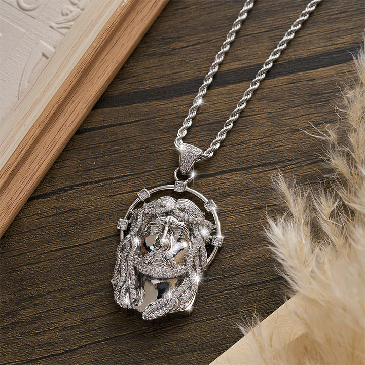 Christianartworkshop Oval Rhinestone Halo Holy Face Pendant Multiple Style Link Chain Necklace: Timeless Emblem of Gentle Heavenly Guardianship - image 10