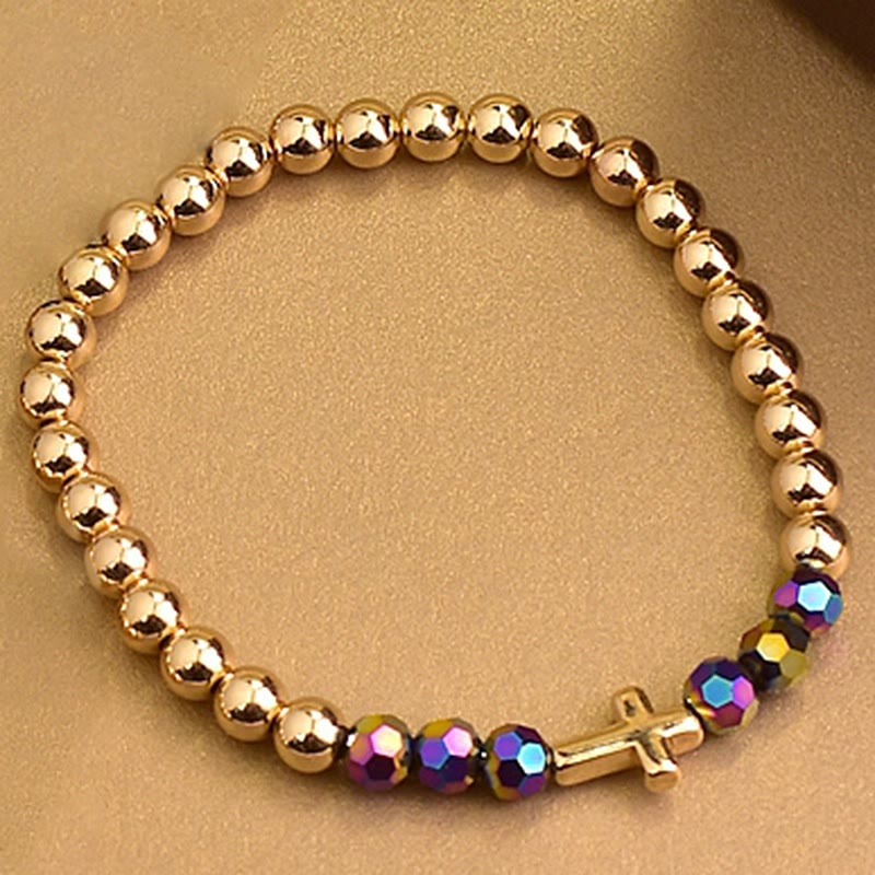 Christianartworkshop Bohemian Style Three Piece Multicolor Bead Mini Cross Bracelet Set: Timeless Emblem of Gentle Heavenly Guardianship - image 4