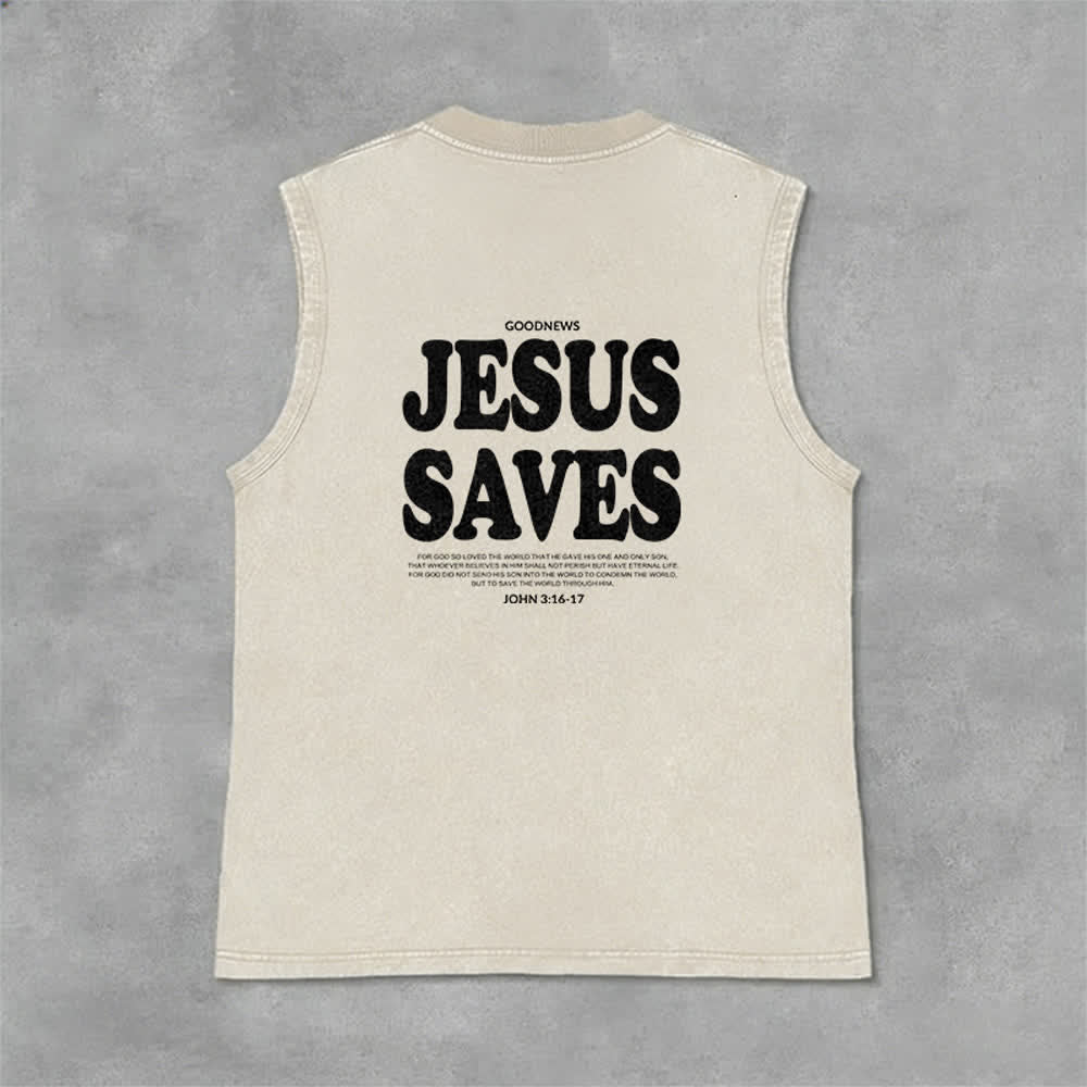 Christianartworkshop Jesus Saves John 3:16 Unisex Washed Tank Top - image 22