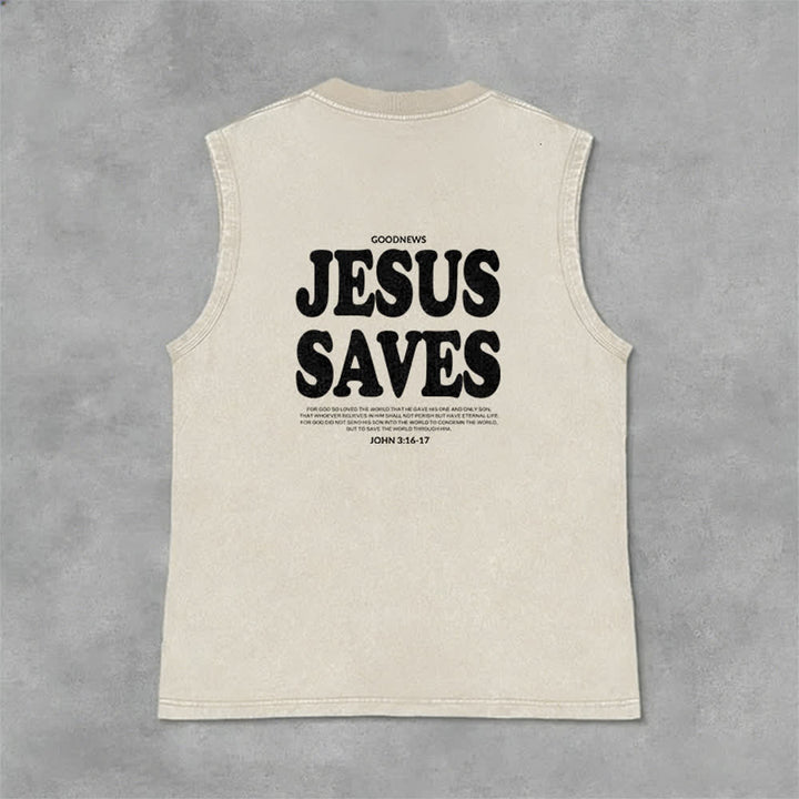 Christianartworkshop Jesus Saves John 3:16 Unisex Washed Tank Top - image 22