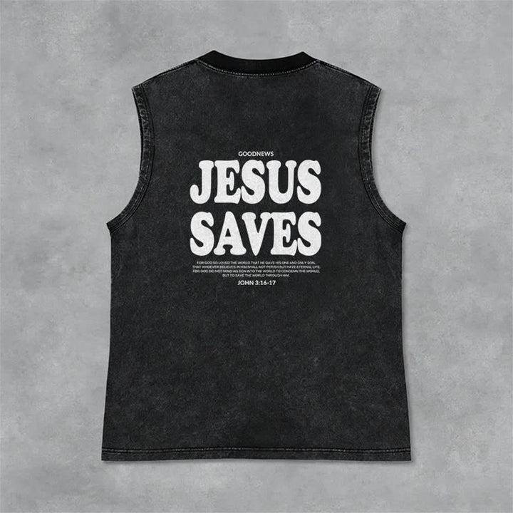 Christianartworkshop Jesus Saves John 3:16 Unisex Washed Tank Top - image 8