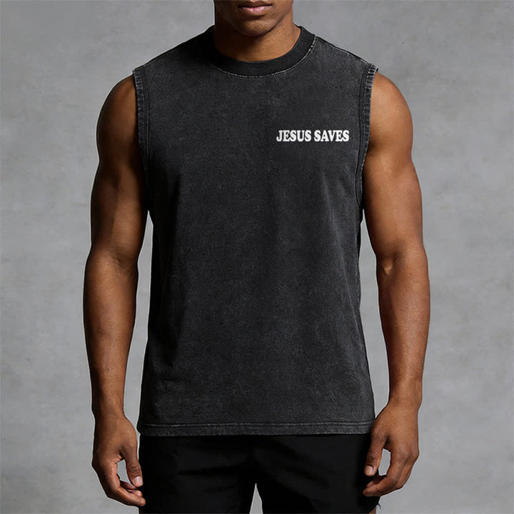 Christianartworkshop Jesus Saves John 3:16 Unisex Washed Tank Top - image 11
