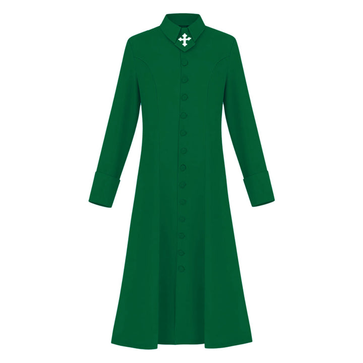 Christianartworkshop Women's Pastor Robe With Collar Cross Motif And Feminine Silhouette Women's Clergy Robe - Green - 3XL - image 20