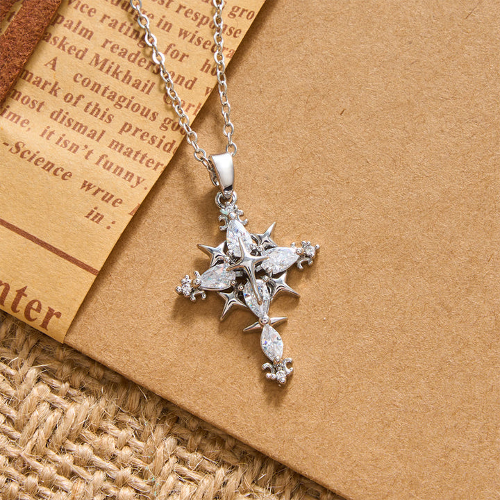 Christianartworkshop Star Accent Marquise Crystal Sacred Cross Pendant Necklace: Timeless Emblem of Radiant Heavenly Faith - image 7