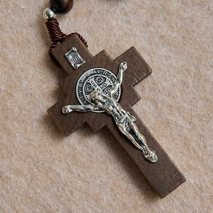 Christianartworkshop Round Bead Car Rosary Crucifix Our Lady Embossed Medal Car Hanging Pendant: A Reminder of Merciful Divine Protection on Every Trip - image 6