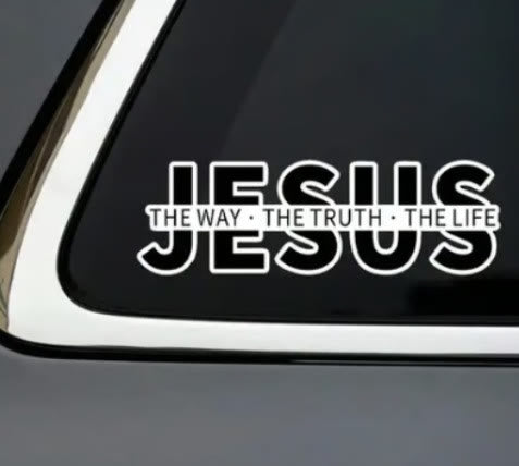 Christianartworkshop Bold Outline JESUS The Way The Truth The Life Letter Car Window Sticker: A Symbol of Abiding Faith & Divine Safeguard - Balck - image 0