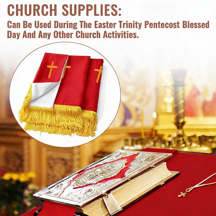 Christianartworkshop Complete Church Parament Set: Table Runner, Lectern Scarf & Bible Marker in Red and White - image 7