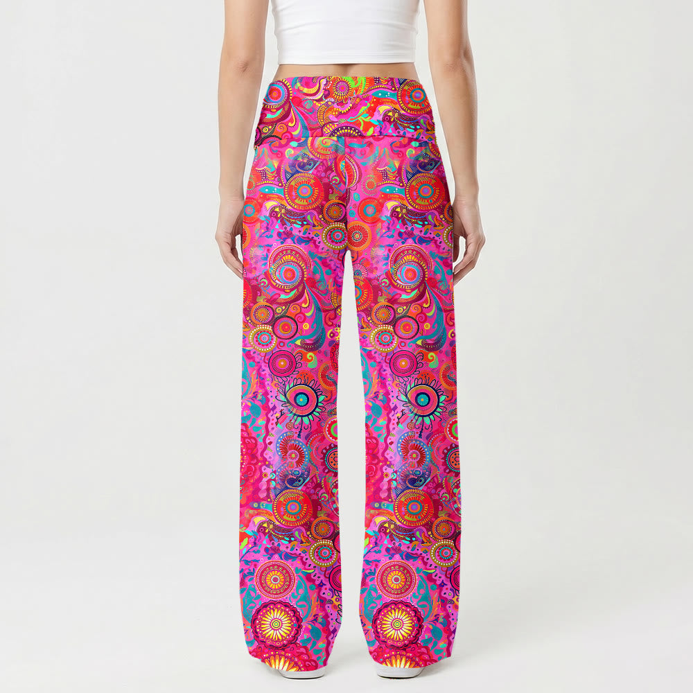 Christianartworkshop Psychedelic Circular Mandala Guadalupe Virgin Mary High Waist Wide Leg Pants - image 2