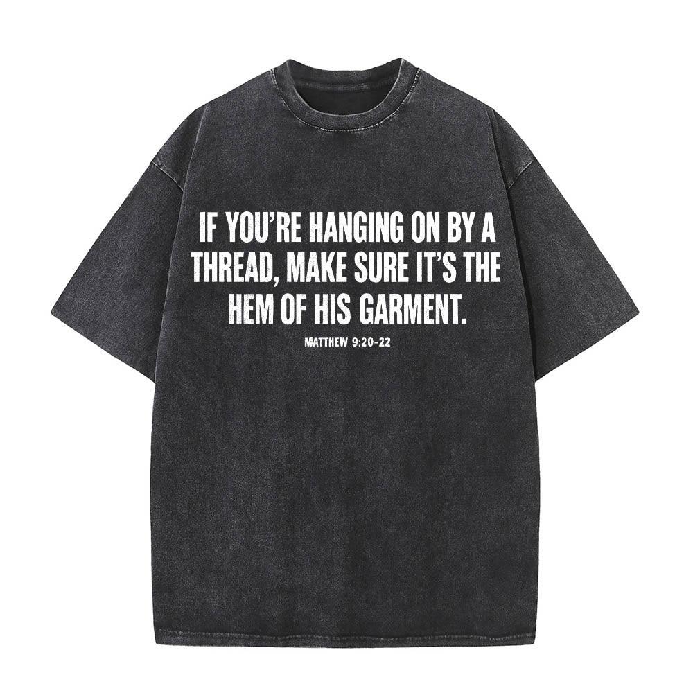 Christianartworkshop Matthew 9:20‑22 Faith Quote Front Bleeding Woman Touch Christ Robe Line Art Rear Print Washed T‑Shirt - image 10