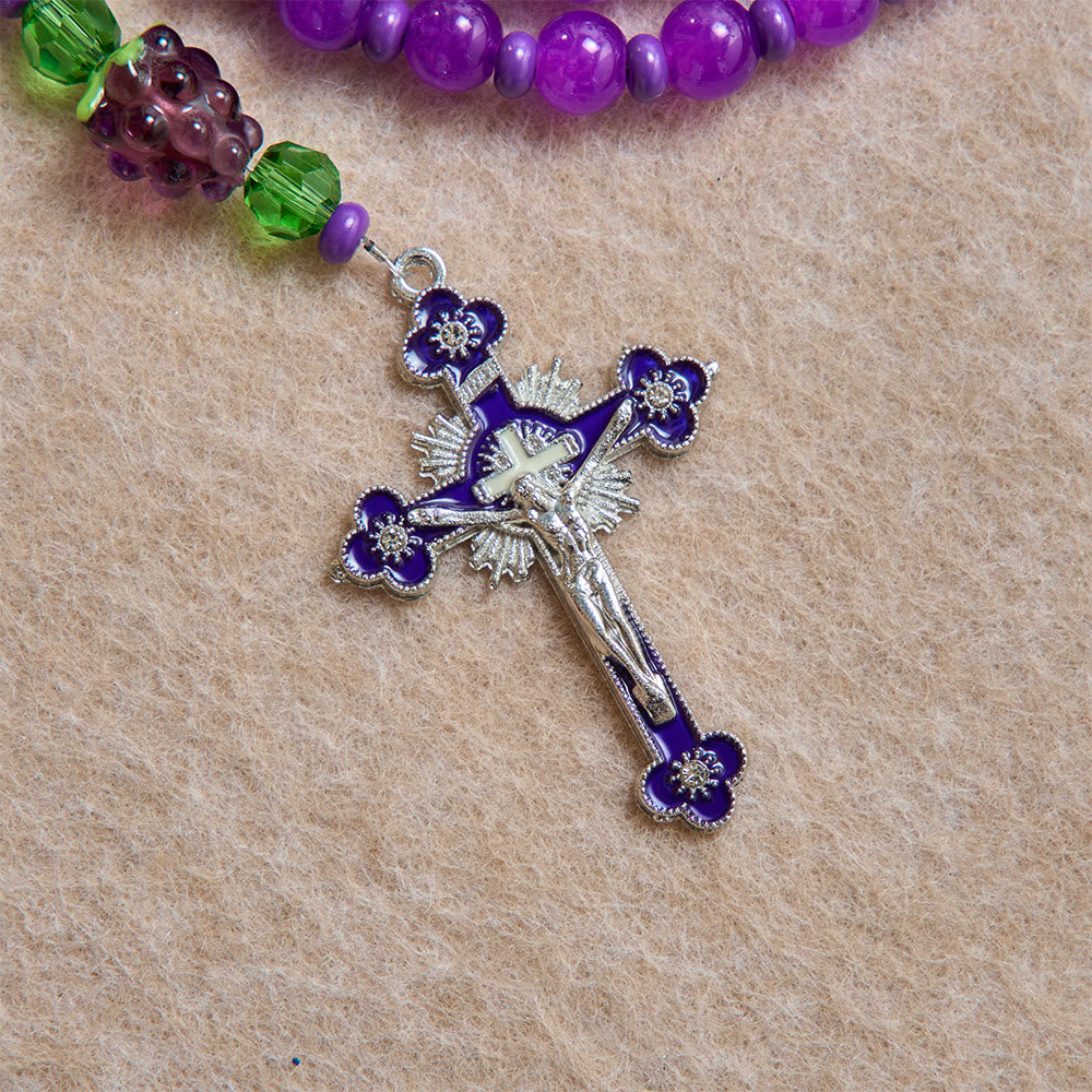 Christianartworkshop Grape Shaped Glass Bead Rosary With Enamel Crucifix: Emblem of Eucharistic Heavenly Blessing - image 7
