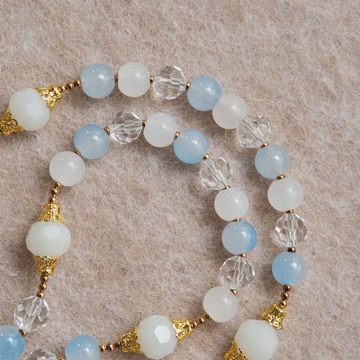 Christianartworkshop Cool Summer Glass Rosary With Faceted Glass & Our Lady of Aparecida Medallion - image 5