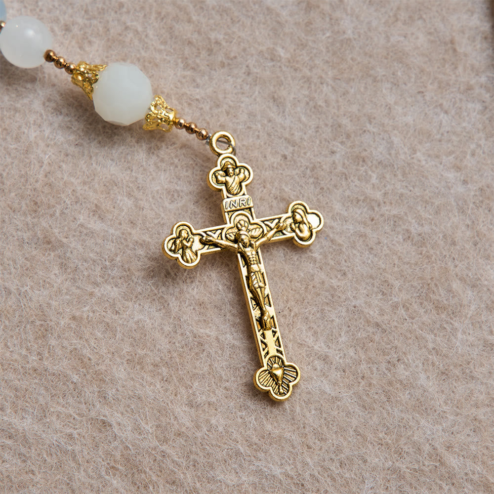 Christianartworkshop Cool Summer Glass Rosary With Faceted Glass & Our Lady of Aparecida Medallion - image 7