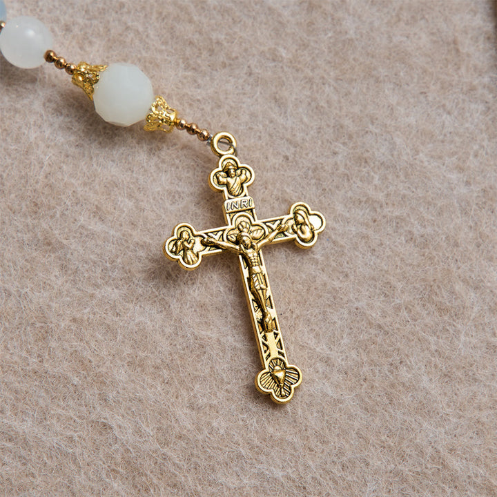 Christianartworkshop Cool Summer Glass Rosary With Faceted Glass & Our Lady of Aparecida Medallion - image 7