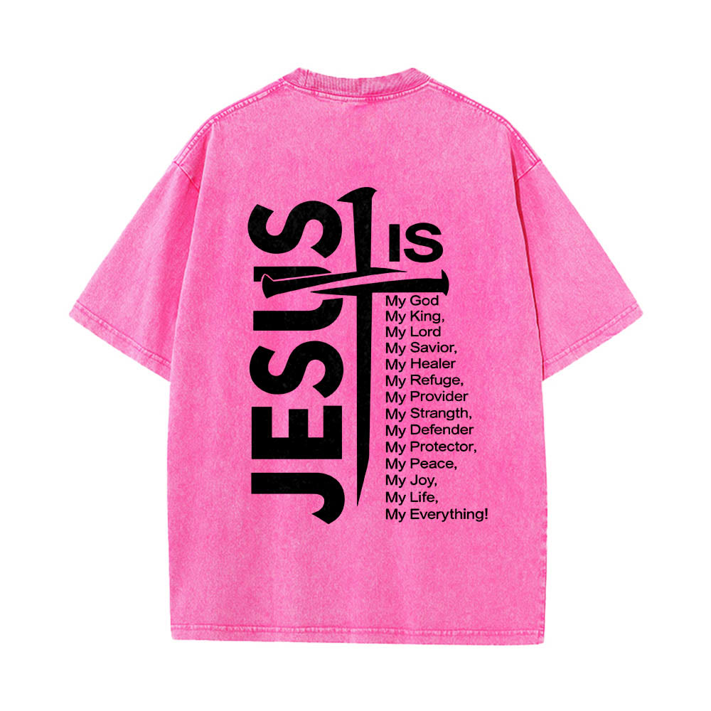 Christianartworkshop Front Mini Emblem Back Large Jesus Cross Attribute List Dual-Side Print Washed T‑Shirt - image 23