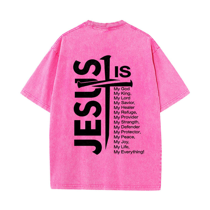 Christianartworkshop Front Mini Emblem Back Large Jesus Cross Attribute List Dual-Side Print Washed T‑Shirt - image 23