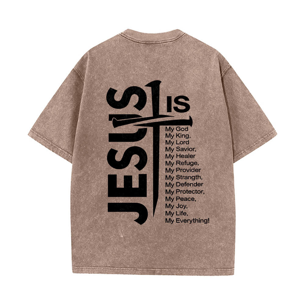 Christianartworkshop Front Mini Emblem Back Large Jesus Cross Attribute List Dual-Side Print Washed T‑Shirt - image 8