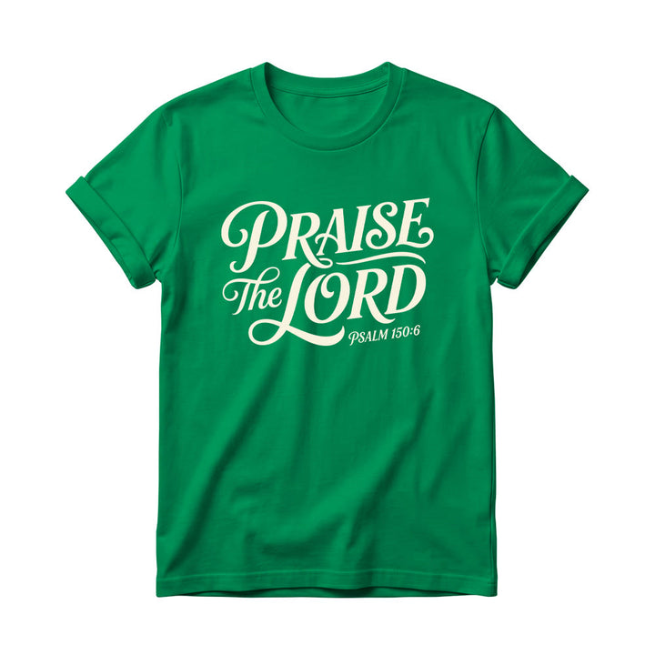 Christianartworkshop Ornate Curly Script Praise The Lord Psalm 150:6 Women’s Crewnecks T-shirt - Green - 4XL - image 16
