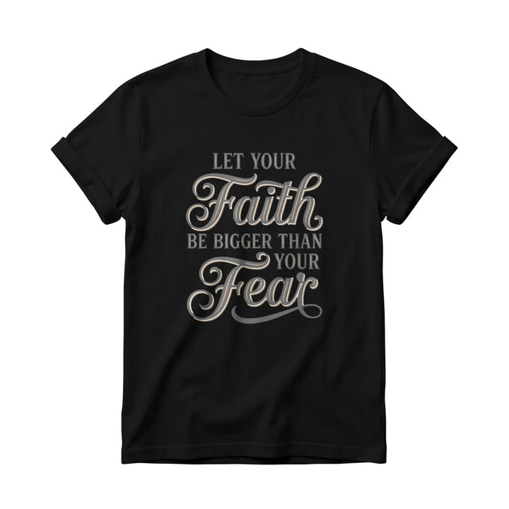 Christianartworkshop Decorative Cursive Key Faith & Fear Word Accent Casual Women’s Crewnecks T-shirt - Black - 4XL - image 7