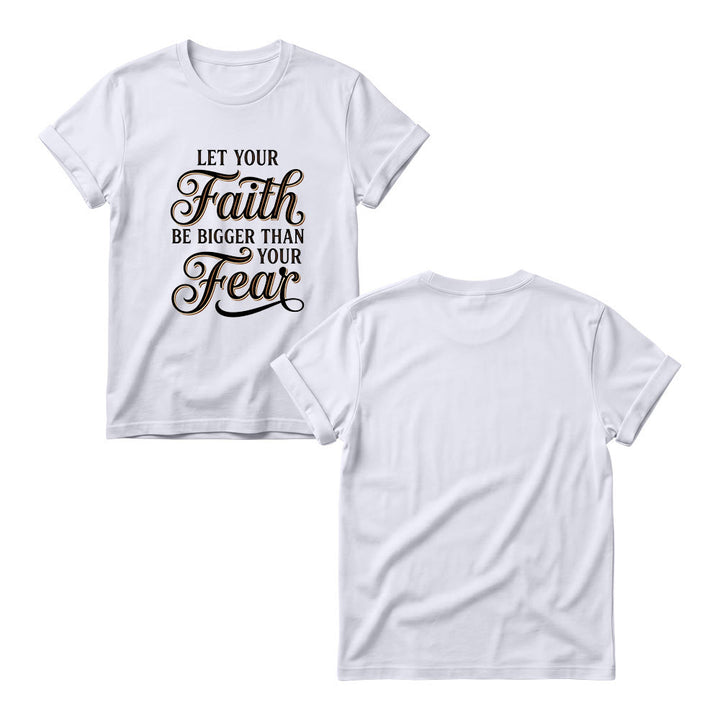 Christianartworkshop Decorative Cursive Key Faith & Fear Word Accent Casual Women’s Crewnecks T-shirt - image 2