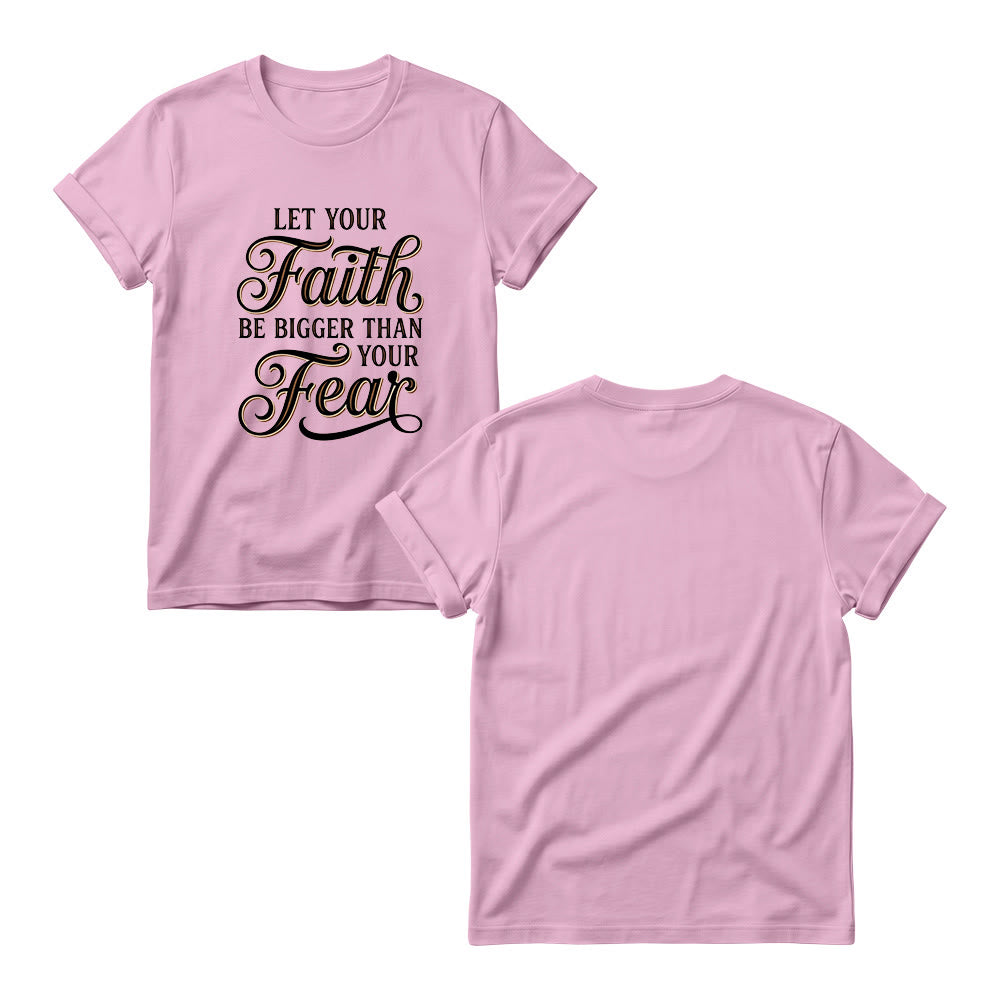 Christianartworkshop Decorative Cursive Key Faith & Fear Word Accent Casual Women’s Crewnecks T-shirt - image 10