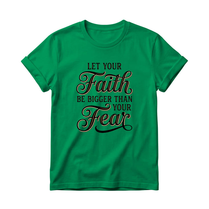 Christianartworkshop Decorative Cursive Key Faith & Fear Word Accent Casual Women’s Crewnecks T-shirt - Green - 4XL - image 17