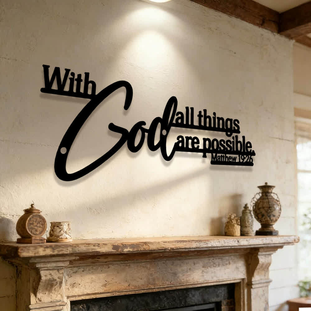 Christianartworkshop Mathew 19:26 Scripture With God All Things Are Possible Metal Wall Decor - image 3