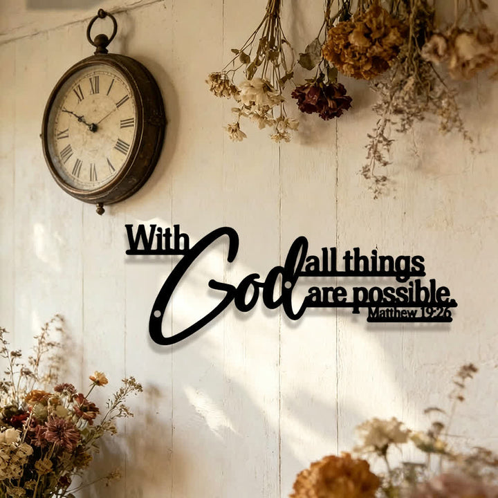 Christianartworkshop Mathew 19:26 Scripture With God All Things Are Possible Metal Wall Decor - image 5