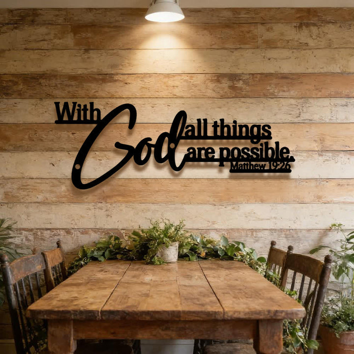 Christianartworkshop Mathew 19:26 Scripture With God All Things Are Possible Metal Wall Decor - image 6