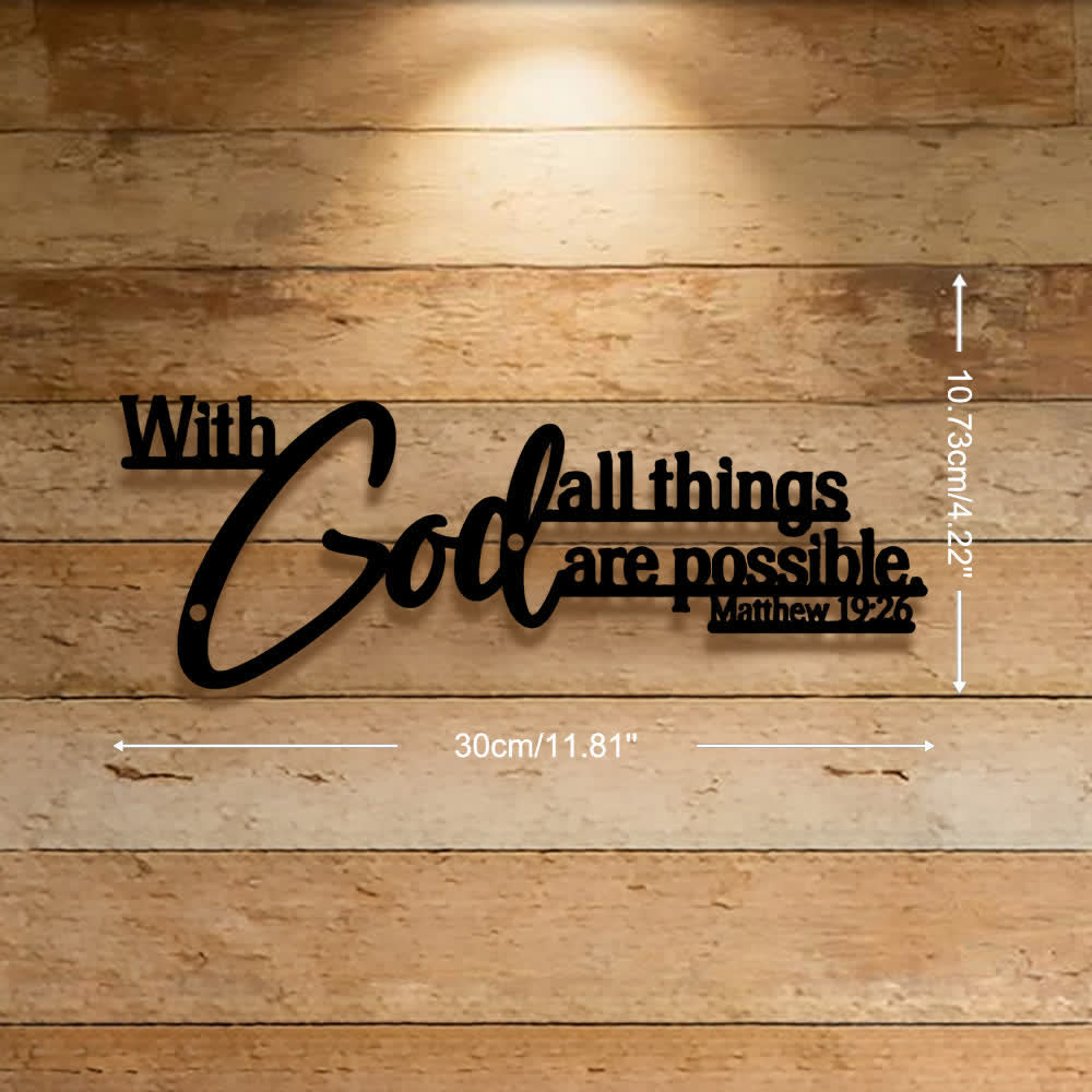 Christianartworkshop Mathew 19:26 Scripture With God All Things Are Possible Metal Wall Decor - Black - 11.81''*4.22''*0.04''/30*10.73*0.1cm - image 7