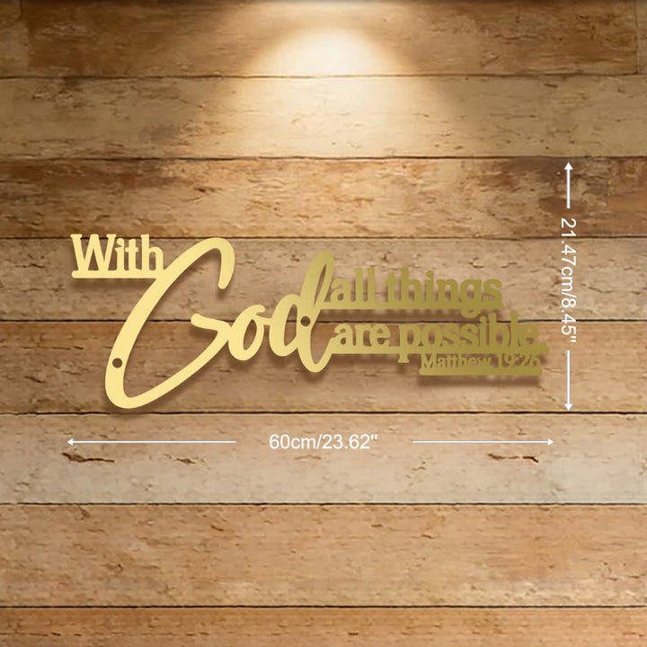 Christianartworkshop Mathew 19:26 Scripture With God All Things Are Possible Metal Wall Decor - Golden - 23.62''*8.45''*0.06''/60*21.47*0.12cm - image 17
