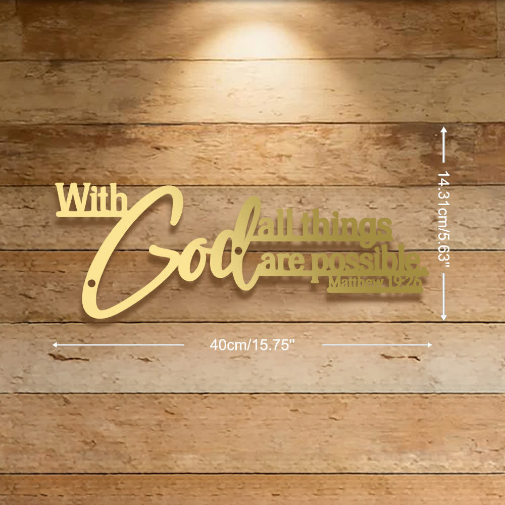Christianartworkshop Mathew 19:26 Scripture With God All Things Are Possible Metal Wall Decor - Golden - 15.75'''*5.63''*0.04''/40*14.31*0.1cm - image 15