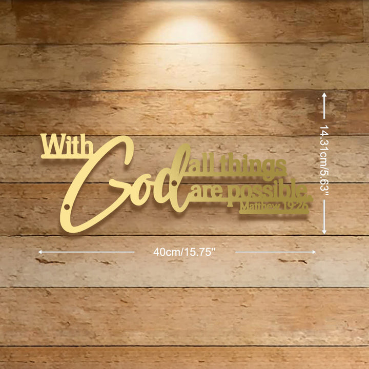 Christianartworkshop Mathew 19:26 Scripture With God All Things Are Possible Metal Wall Decor - Golden - 15.75'''*5.63''*0.04''/40*14.31*0.1cm - image 15