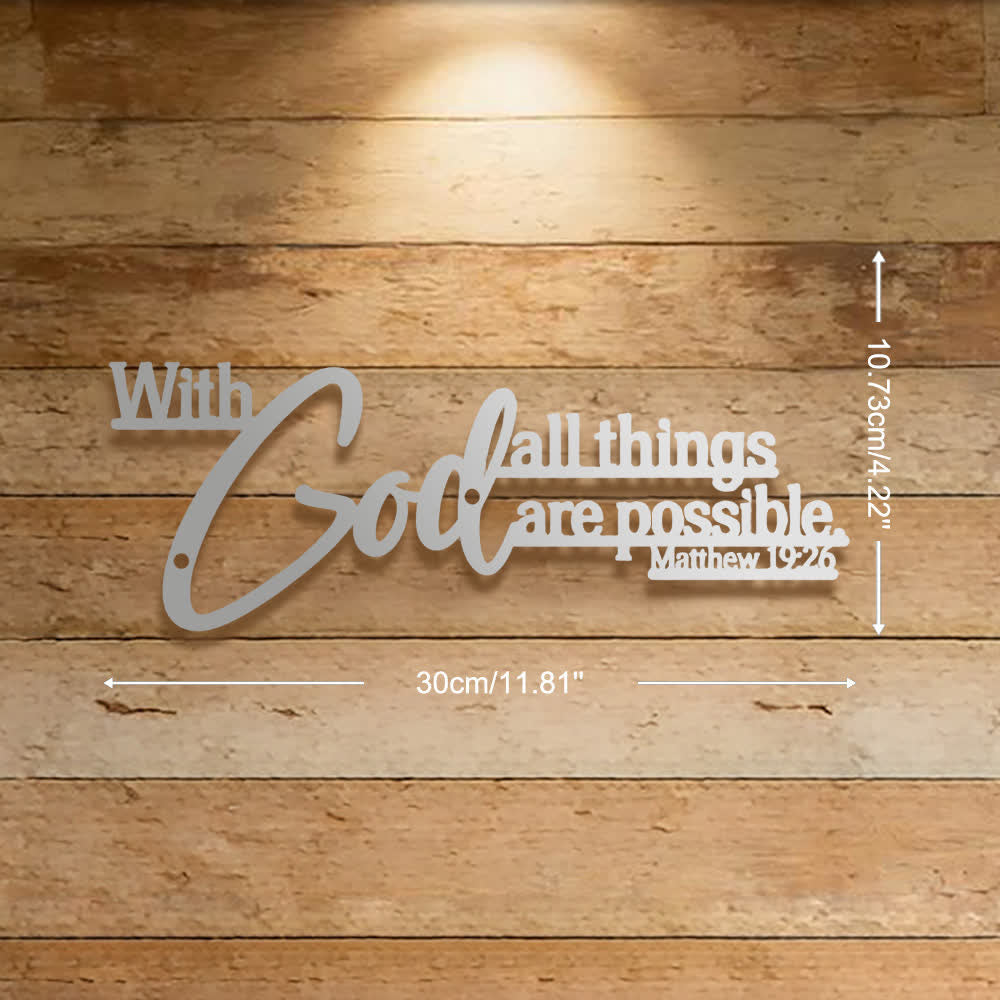 Christianartworkshop Mathew 19:26 Scripture With God All Things Are Possible Metal Wall Decor - Silver - 11.81''*4.22''*0.04''/30*10.73*0.1cm - image 21