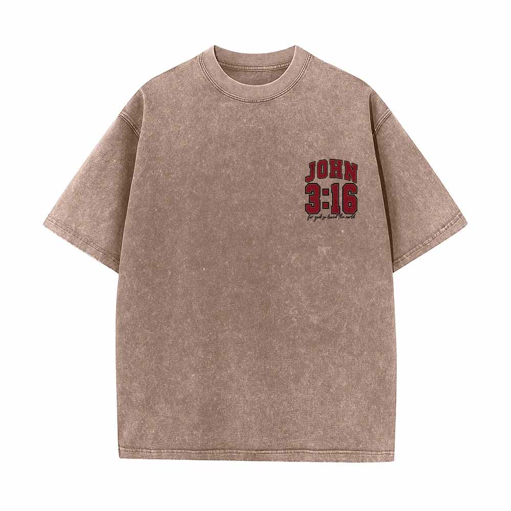 Christianartworkshop Left Chest John 3:16 Varsity Font Back For God So Loved The World Washed T‑Shirt - image 13