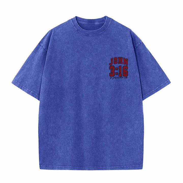 Christianartworkshop Left Chest John 3:16 Varsity Font Back For God So Loved The World Washed T‑Shirt - image 16