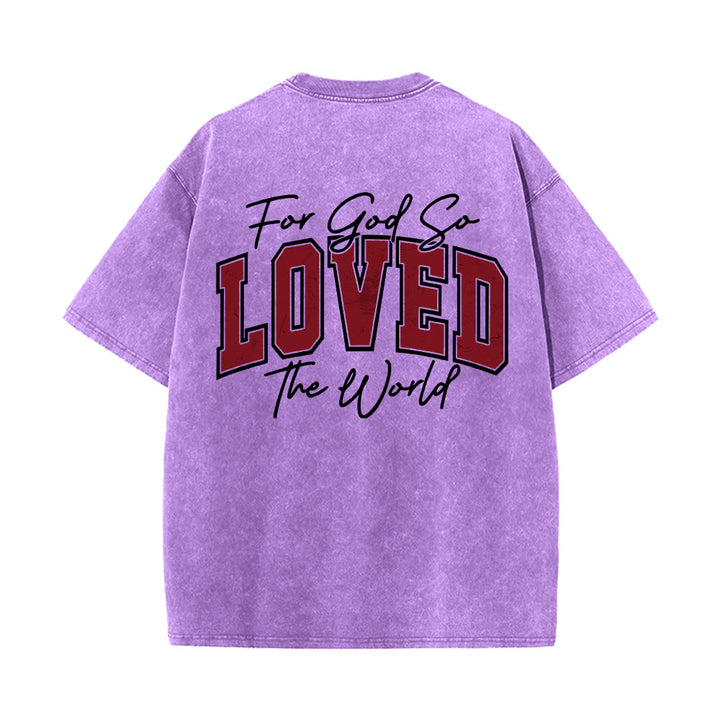 Christianartworkshop Left Chest John 3:16 Varsity Font Back For God So Loved The World Washed T‑Shirt - image 20