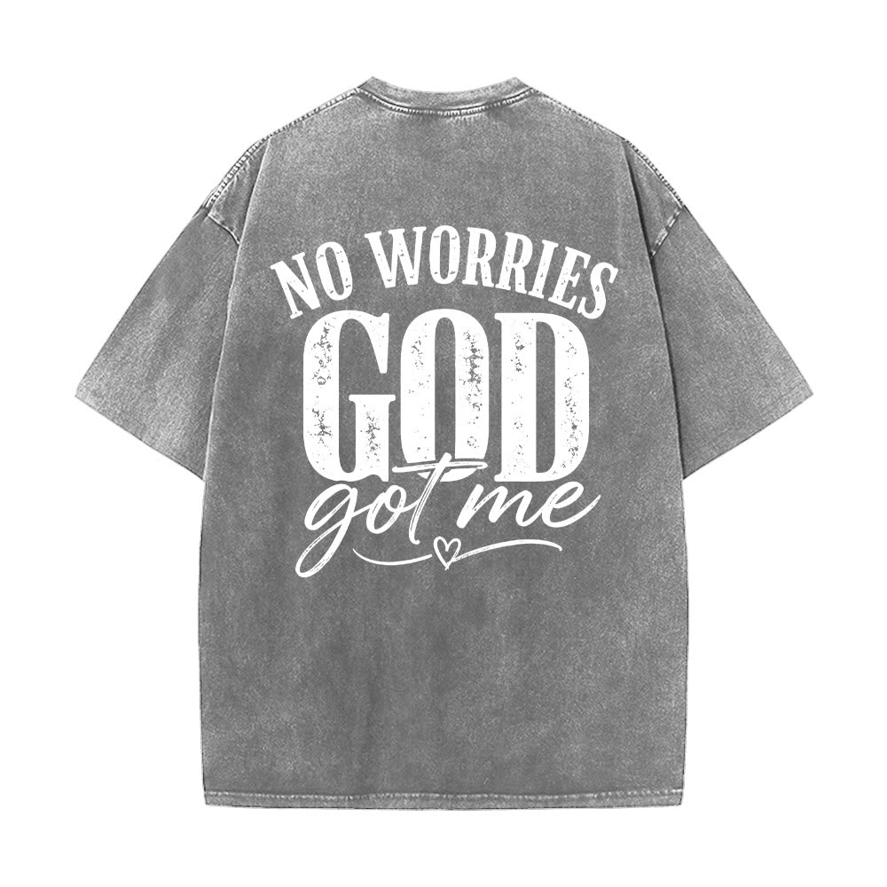 Christianartworkshop Left Chest Unafraid Cross Accent Back No Worries God Got Me Heart Detail Washed T‑Shirt - image 8