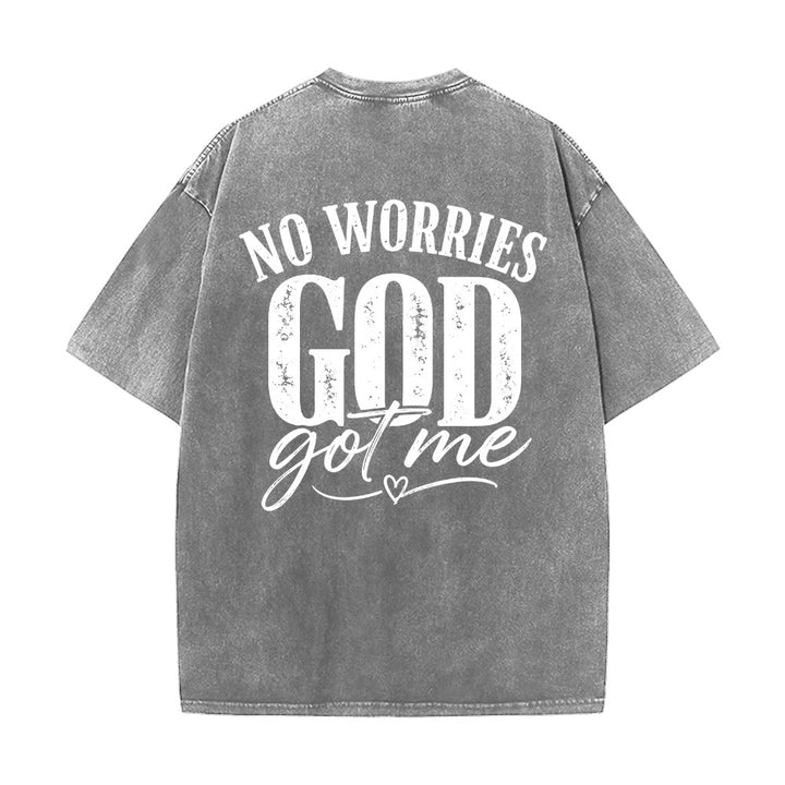 Christianartworkshop Left Chest Unafraid Cross Accent Back No Worries God Got Me Heart Detail Washed T‑Shirt - image 8