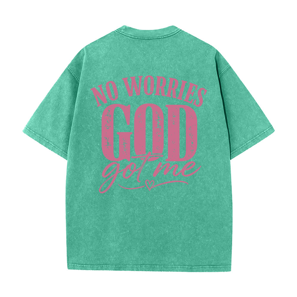 Christianartworkshop Left Chest Unafraid Cross Accent Back No Worries God Got Me Heart Detail Washed T‑Shirt - image 11