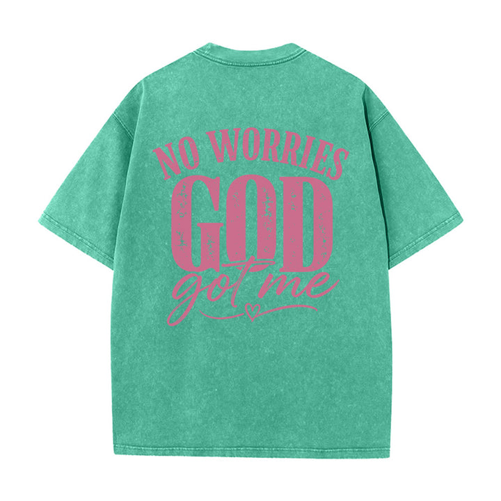 Christianartworkshop Left Chest Unafraid Cross Accent Back No Worries God Got Me Heart Detail Washed T‑Shirt - image 11