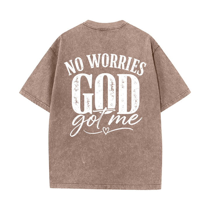 Christianartworkshop Left Chest Unafraid Cross Accent Back No Worries God Got Me Heart Detail Washed T‑Shirt - image 5