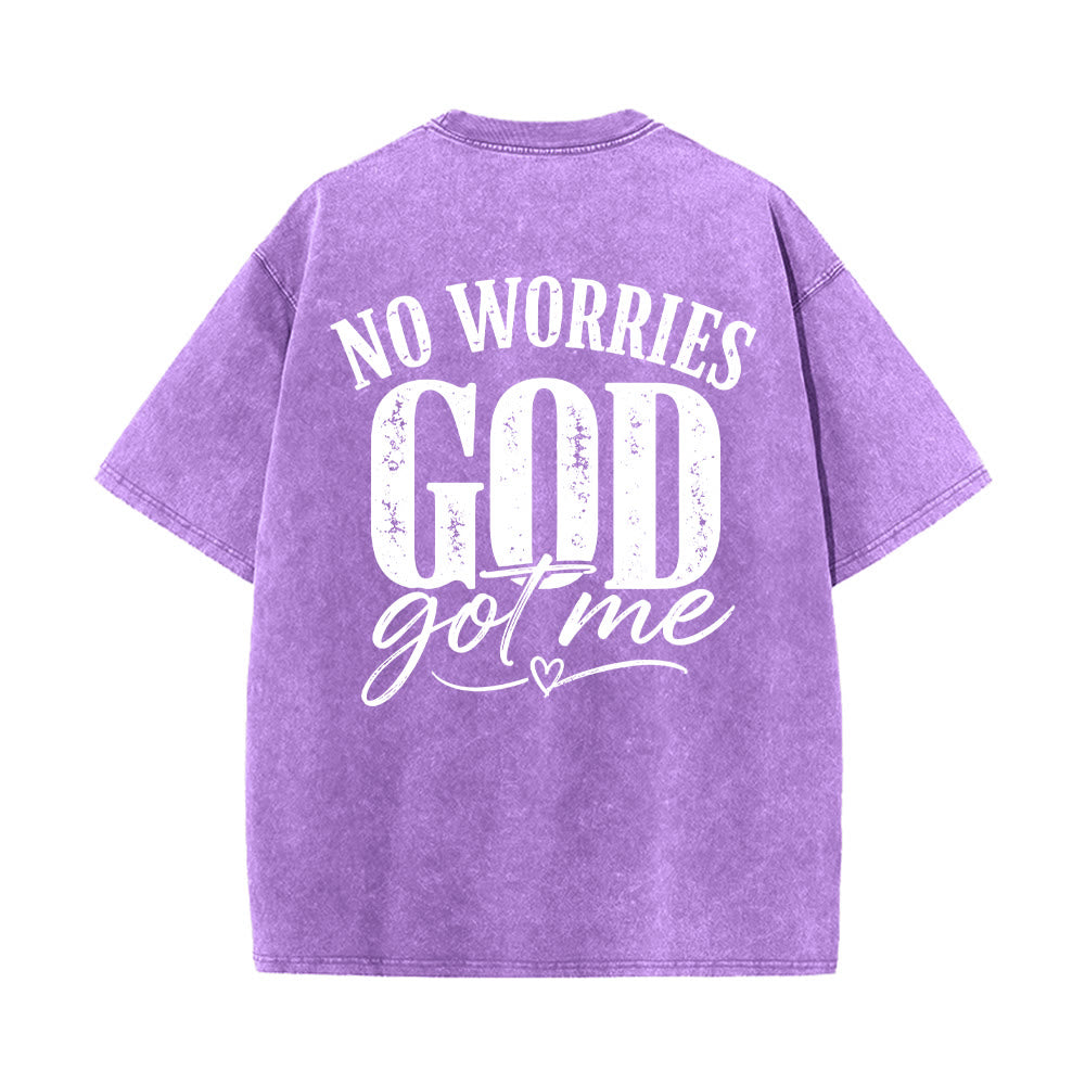 Christianartworkshop Left Chest Unafraid Cross Accent Back No Worries God Got Me Heart Detail Washed T‑Shirt - image 20