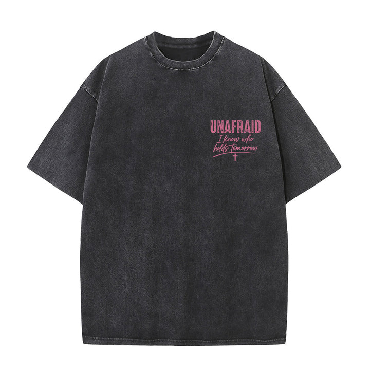 Christianartworkshop Left Chest Unafraid Cross Accent Back No Worries God Got Me Heart Detail Washed T‑Shirt - image 13