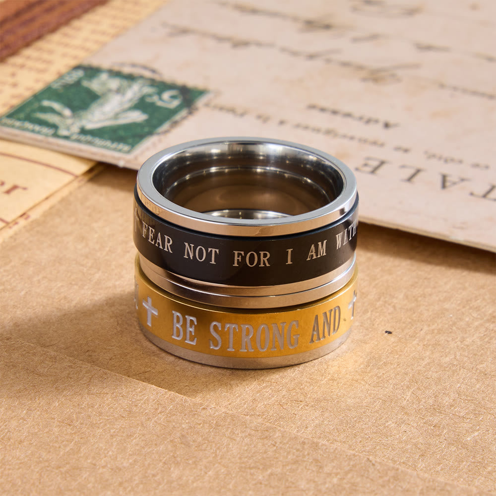 Christianartworkshop Engraved Cross Scripture Rotatable Anxiety Relief Wide Band Ring: Timeless Emblem of Unshakable Sacred Faith - image 1