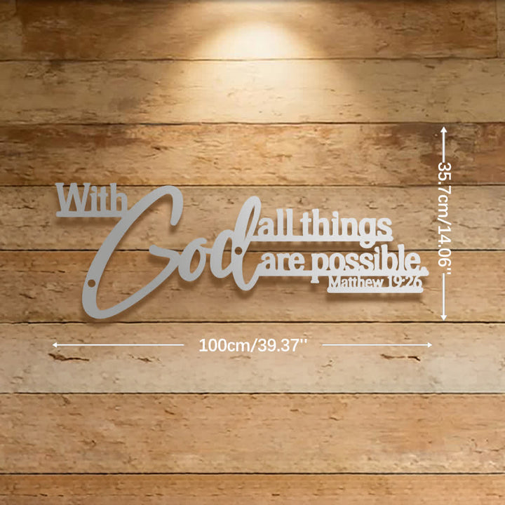 Christianartworkshop Mathew 19:26 Scripture With God All Things Are Possible Metal Wall Decor - Silver - 39.37''*14.06''*0.06''/100*35.7*0.12cm - image 26