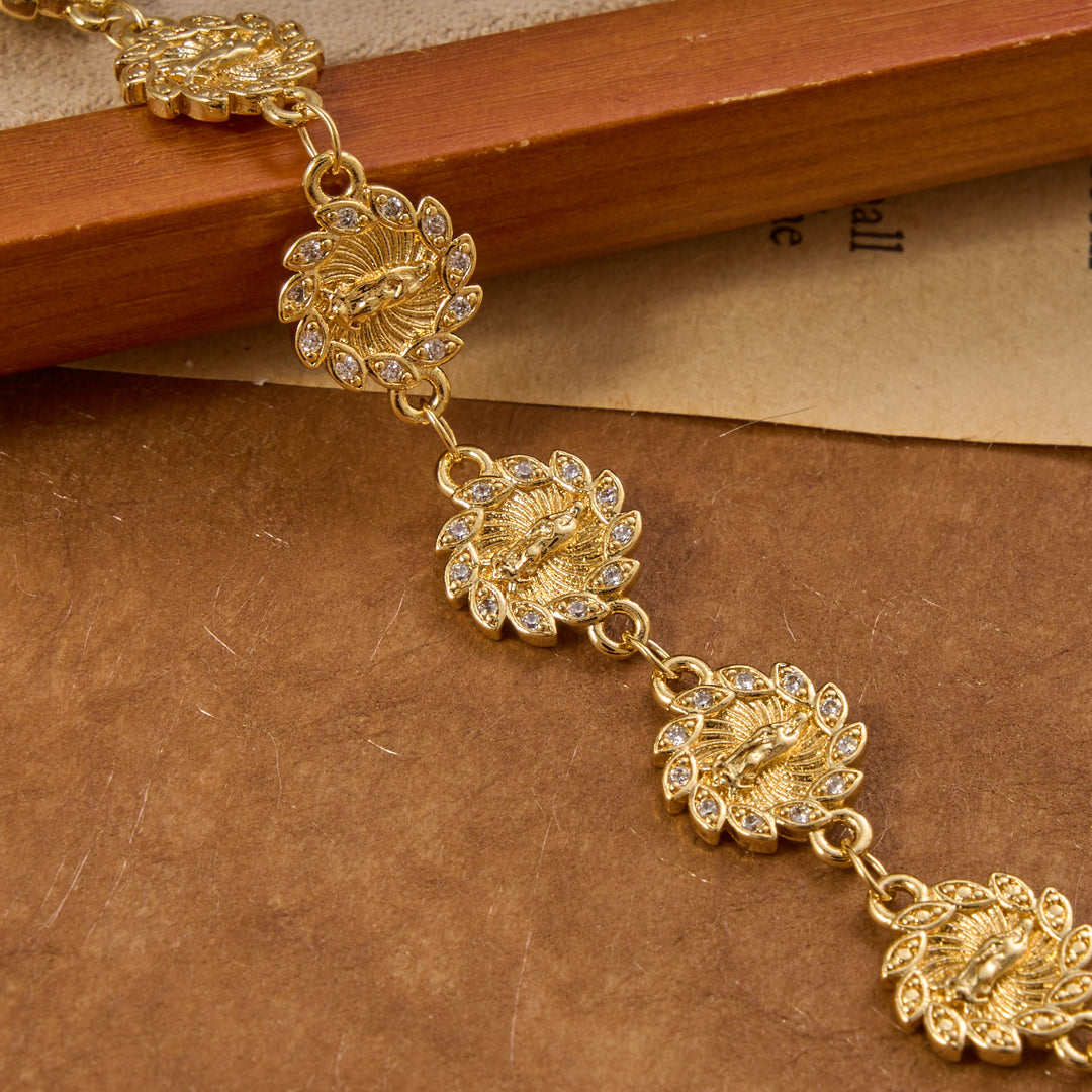 Christianartworkshop Our Lady of Guadalupe Radiant Petal Medallion Sparkle Trim Link Bracelet: Timeless Emblem of Gentle Heavenly Guardianship - image 4