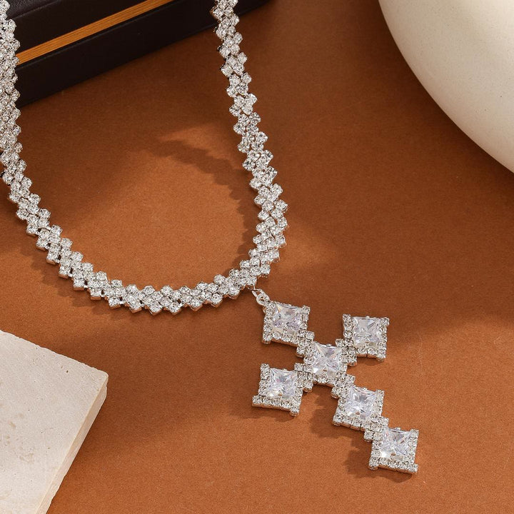 Christianartworkshop Multi-Style Radiant Arrow Tip Cross Full Sparkle Inlaid Tennis Chain Pendant Necklace: Timeless Emblem of Gentle Heavenly Guardianship - Ornate Cross - image 6