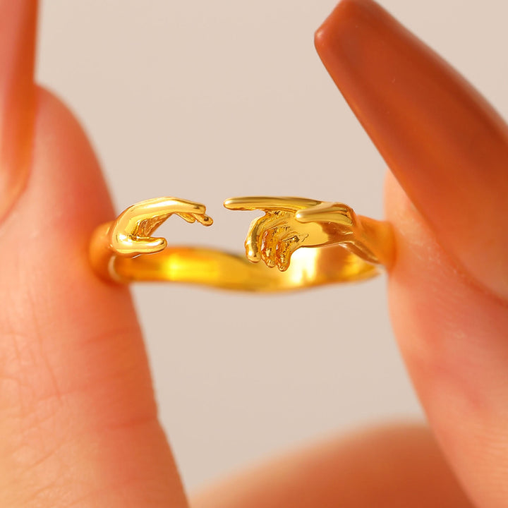 Christianartworkshop Creation of Adam Touching Hands Open Adjustable Faith Ring: Timeless Emblem of Gentle Heavenly Guardianship - image 5
