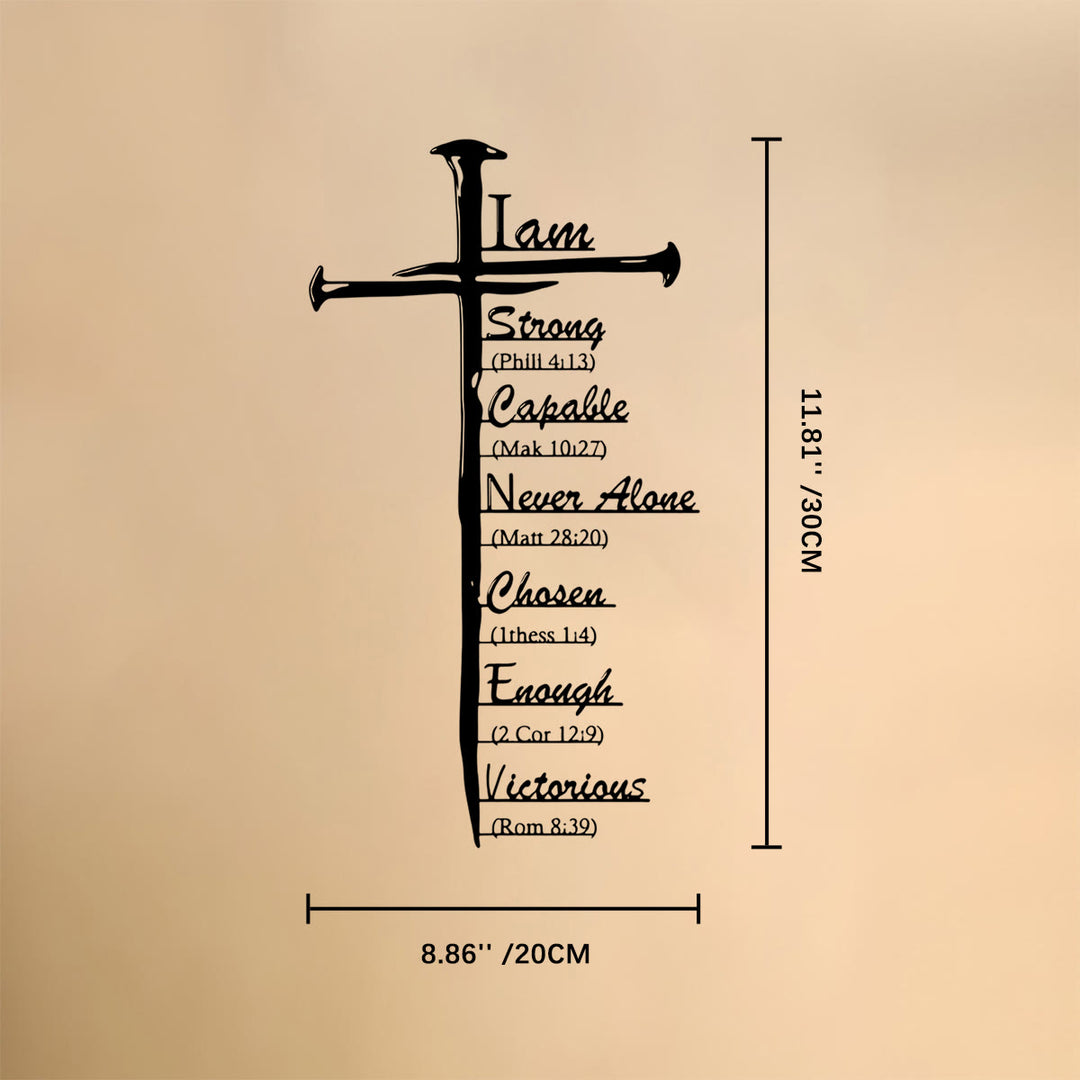 Christianartworkshop Nail Shaped Cross Biblical Affirmation Scripture Metal Wall Decor: Timeless Emblem of Sacred Redemptive Grace - 8.86''*11.81''*0.04''/20cm*30cm*0.1cm - image 6